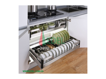 Ngăn kéo để bát đĩa Inox hộp 304 cao cấp, giảm chấn gắn liền 